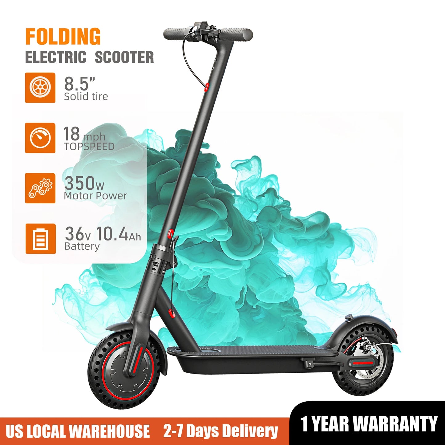 350W Foldable Electric Scooter for Adults Teens,Explosion-proof Tires,Dual Brake System,Lightweight APP Support E-scooter